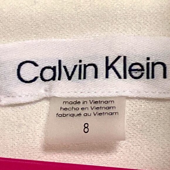 Calvin Klein Elegant White One-Shoulder Dress With Bow Accent Zipper Back  Sz 8 - Picture 14 of 15